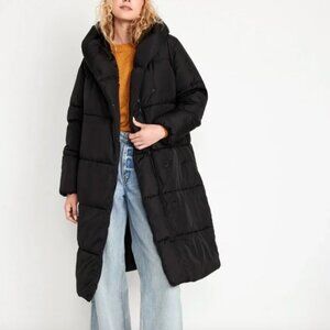 Water-Resistant Long Hooded Puffer Coat